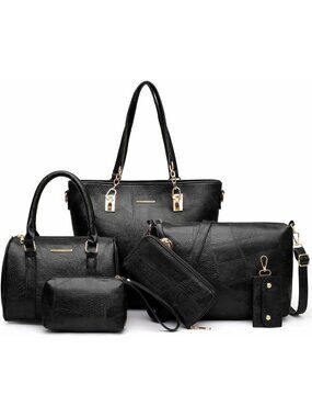 Womens Black Stylish Satchel Handbag Tote With Top Handle Shoulder Bag
